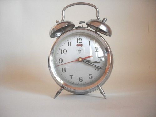 Retro Vintage Chinese Alarm clock Shanghai, metallic tone