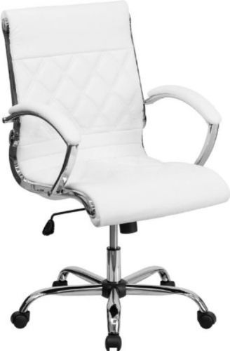 Flash Furniture Mid-Back Designer White Leather Executive Office Chair with