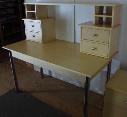 Laminate Wood Desk/Table and Two Drawer Pedestal File