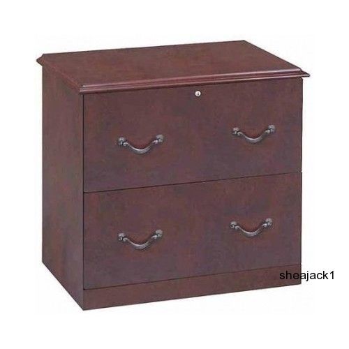 File Cabinet 2-Drawer Traditional Lateral Real Wood Cherry Finish Furniture