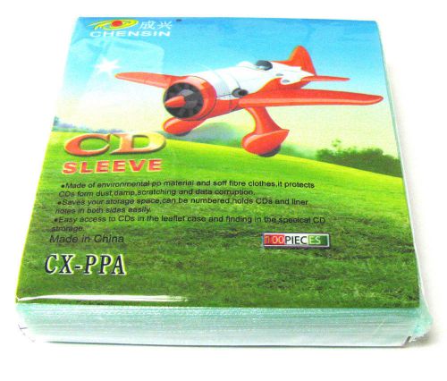 100x CD DVD DISC Clear Cover Storage Case Green Bag Plastic Sleeve Holder Packs