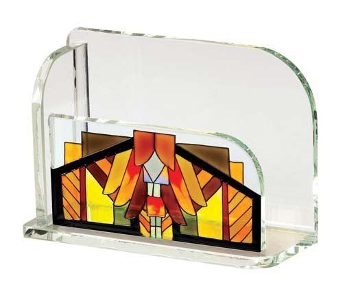 Joan Baker Designs Mission Style Art Glass Business Card Holder