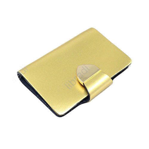 New Business Name ID Credit Card cow leather Holder Case Wallet golden0482