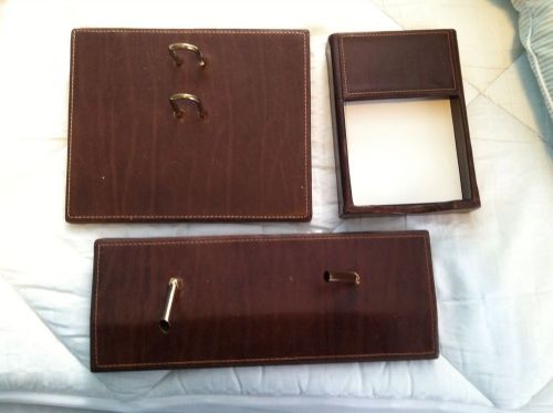 3 Piece Schlesinger Leather Desk Set -excellent condition !  Made in USA