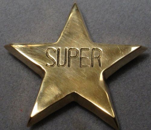 SUPER STAR SHAPED PAPERWEIGHT Solid Brass  Great Award for Super Job