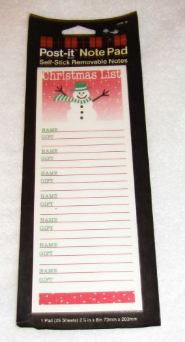 NEW! 1985 CHRISTMAS LIST SNOWMAN SNOW POST-IT NOTE PAD 3M 25 SHEETS