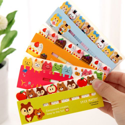 5x Lovely New Funny Cute Animals Post-it Mark Memo Guestbook Sticky Notes