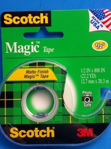 Scotch Magic Tape 1/2&#034; x 800&#034; 1 Roll w/ Dispenser 3M 119