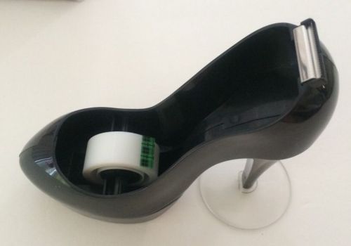 Scotch High Heel Shoe Desktop Tape Dispenser Black Color w. 1Roll Tape Brand New