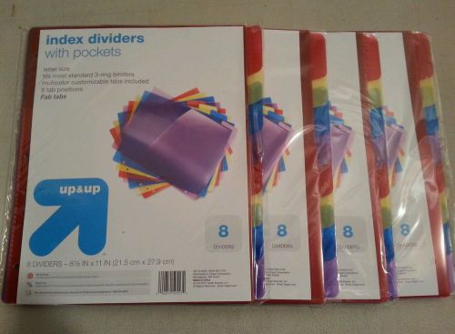 Up &amp; Up  8-tab Poly Index Divider with Pockets 4Packs (32 count)