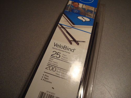 GBC VeloBind Reclosable Spines, 200 Sheet Capacity, Blue, 25/Pack - GBC9741631