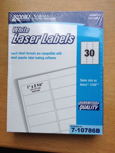 Quill 7500 Inkjet Labels White 7-10786B 1x2-5/8&#034; $55Retail SealedinBox