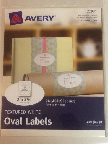 Avery 22931 Print-To-The-Edge Oval Labels, Textured, 2&#034;x3-1/3&#034;, 24/PK, White