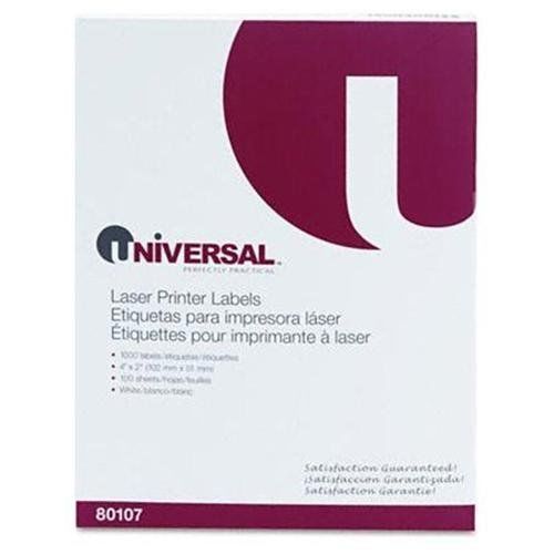 Universal Office Products 80107 Laser Printer Permanent Labels, 2 X 4, White,