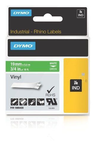 Dymo white on green color coded label - 0.75&#034; width x 18 ft length - 1 (1805420) for sale