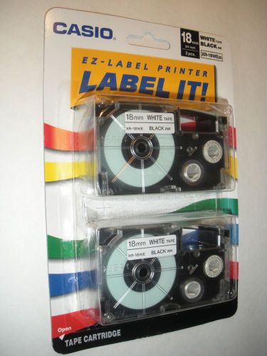 Tape Cassettes for KL Label Makers, 18mm x 26ft, Black on White, 2/Pack