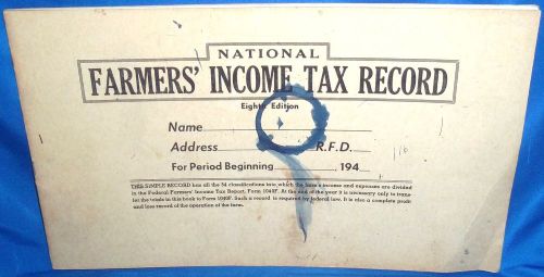 Vintage 1940&#039;s National Farmers&#039; Income Tax Record, 54 Classifications