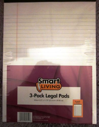 3 Pack 50 Sheets SMART-LIVING Legal Rule White, Lined Paper 8-1/2&#034; x 11-3/4&#034; NEW