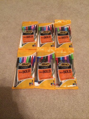 Bic Cristal Pens Six 8 Packs 48 Total Pens Xtra Bold Assorted Colors New Packs