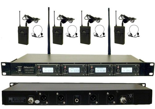 Hisonic 100 ch hsu8900l 4 x wireless microphones system with lapels and headsets for sale