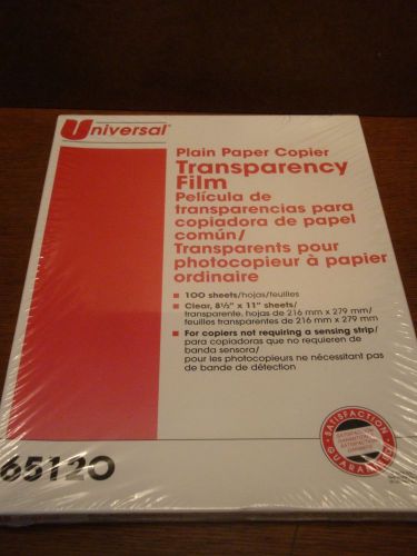 NEW Universal Plain Paper copier Transparency #65120 Sheets 100 ct 8.5 x 11
