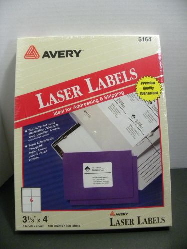 Avery Laser Labels  3 1/3&#034; x 4&#034;  For Inkjet Printers 600  Labels  NEW Sealed