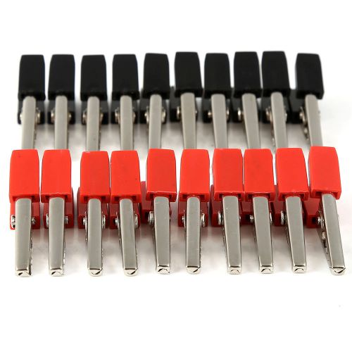 Durable copper plated metal battery clips alligator clamps 20pcs  black red for sale