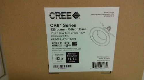 Cree CR6-625L-27K-12-E26 LED Trim. 2700K  625 Lumen E26 Base Box Of 5