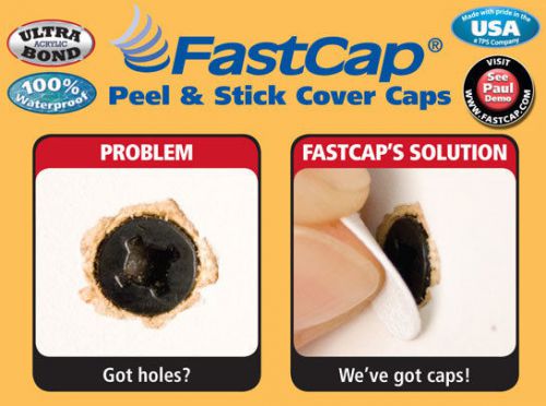 New FastCap PVC Screw Hole Cover Caps Peel and Stick WHITE  9/16&#034;  Box of 260