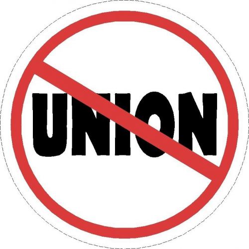 NO UNION  hard hat decal / label /vinyl sticker 2&#034; helmet anti union labor