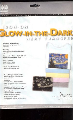 2 pk Copy Paper Iron On Heat Transfers Glow Dark Black White Shirt Blouse Cloth