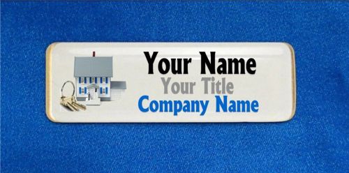House Keys Custom Personalized Name Tag Badge ID Real Estate Home Sales Agent