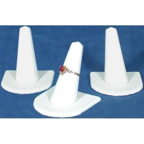 3 white leather ring finger jewelry holder showcase display stands for sale