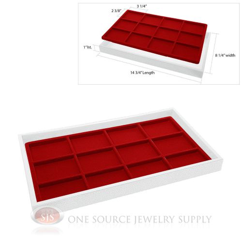 White Plastic Display Tray 12 Red Compartment Liner Insert Organizer Storage