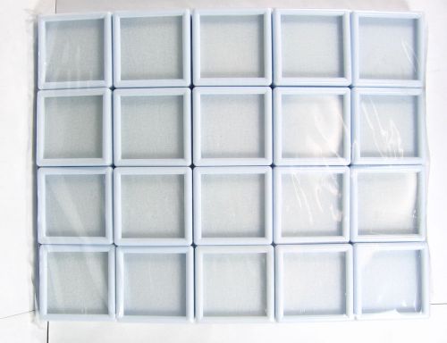 20 PCS OF TOP GLASS PLASTIC GEMSTONE JEWELRY DISPLAY JAR BOX WHITE Size 4x4 cm