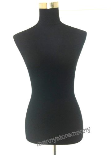 Female Jersey Dress Form ( Black) with Silver Base and Neck Disc