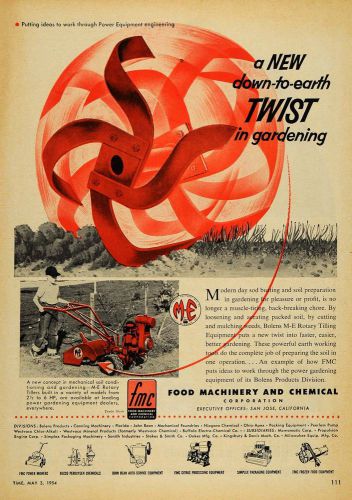 1954 ad m-e rotary soil tillers food machinery chemical - original tm6 for sale