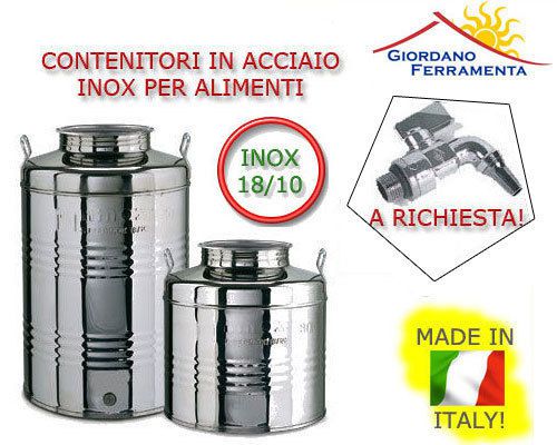 CONTENITORE FUSTO OLIO VINO INOX 18/10 LT.20 predisposto x rubinetto *18601*