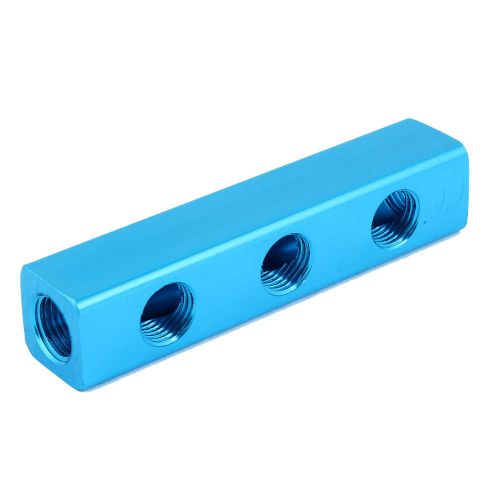 1/4&#034;PT Threaded Ports 3 Way Quick Connect Air Hose Manifold Splitter Blue