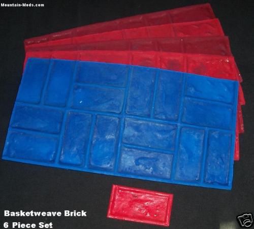 6 worn brick basketweave concrete cement stamps mats nr for sale