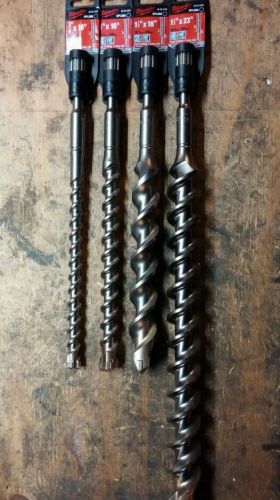 Lot of 4) Milwaukee spline drive concrete bits