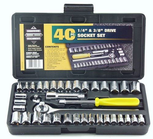 Great Neck 40 Pc 1/4&#034; 3/8&#034; Drive Socket Set Tools Ratchet Wrench Repair Bolt Nut