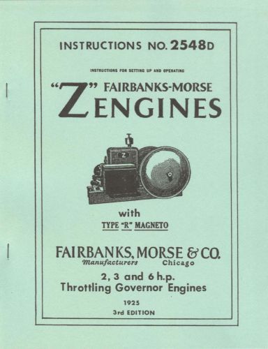 Fairbanks-Morse Z Engines W/ R Magneto 2 3 &amp; 6 HP Throttling Governor Manual FM