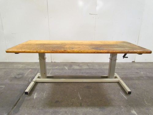 Amd industrial butcher block workbench lift table 60x28x30-36&#034; adjustable height for sale