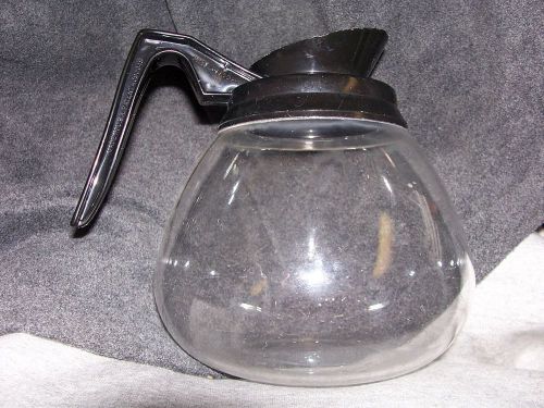 COMMERCIAL COFFEE CARAFE / POT--12 CUP-- GLASS--BLACK HANDLE