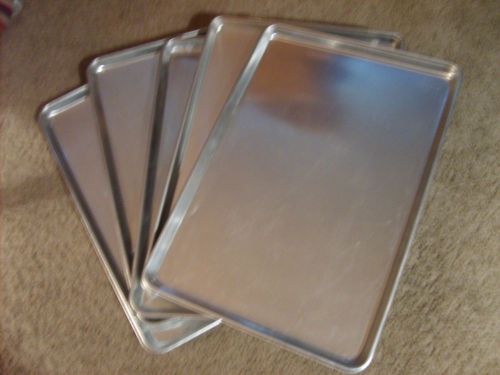Lot of 5 Aluminum Metal Commercial Size Baking Oven Sheet Pans 18” x 26”