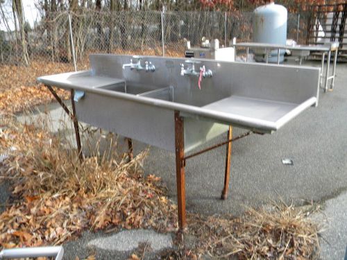 Commercial (2) Two Compartment Stainless Steel Sink 8&#039; x 3&#039; x 4&#039;- Used