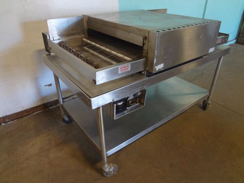 Commercial &#034;randell&#034; electric conveyor pizza oven w/ ss stand on casters for sale