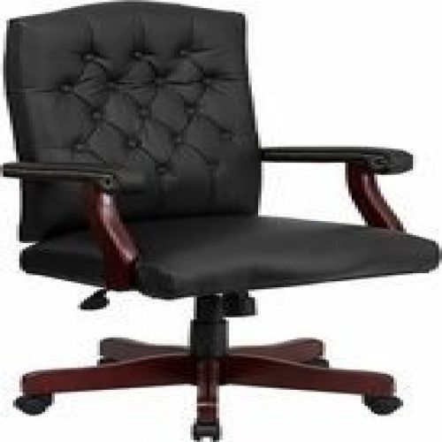 Flash furniture 801l-lf0005-bk-lea-gg martha washington traditional black leathe for sale