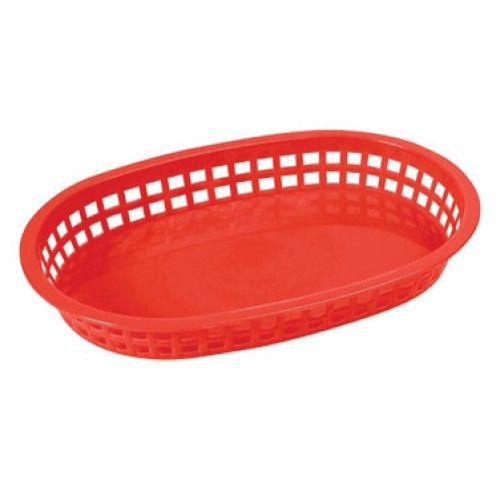 Winco PLB-R Oval Plastic Platter Basket, Red 10-3 / 4&#034; x 7-1 / 4&#034; x 1-